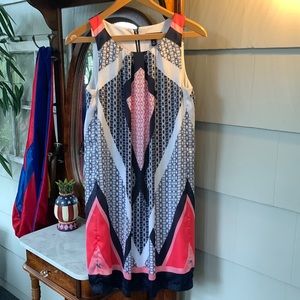 Dana Buchman Red White & Blue Patriotic Medallion Sleeveless Tank Picnic Dress